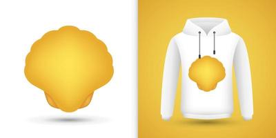 Seashell on white sweatshirt hoodie. Vector illustration