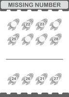 Missing number with Rocket. Worksheet for kids vector