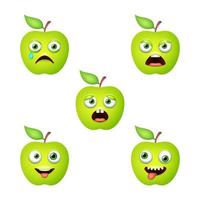 emoticono de linda manzana. conjunto de vectores aislados