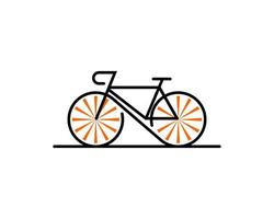 bicicleta con rayo de naranja en el logotipo de ilustración de rueda