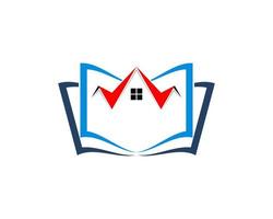 Open the book with roof house in the middle vector