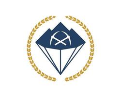 Circular wheat with mountain diamond inside vector