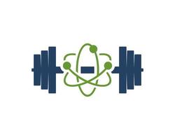 barra de gimnasio con símbolo de átomo dentro