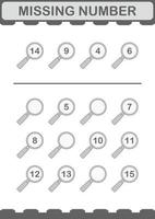 Missing number with Magnifying Glass. Worksheet for kids vector