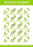 Missing number with Marker. Worksheet for kids vector