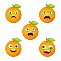 emoticono de linda naranja. conjunto de vectores aislados