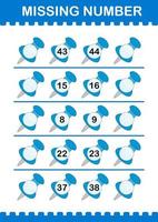 Missing number with Push Pin. Worksheet for kids vector
