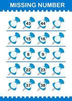 Missing number with Push Pin. Worksheet for kids vector