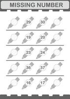 Missing number with Crayon. Worksheet for kids vector