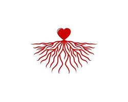 Combination love and tree root logo vector