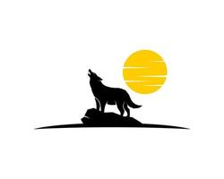 Howling wolf with full moon behind vector