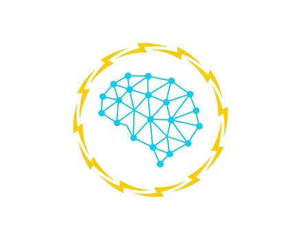 relámpago circular adentro con cerebro adentro vector