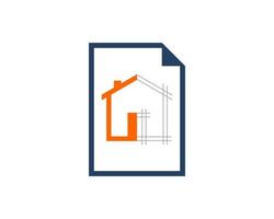 Simple paper with house architecture inside vector