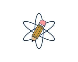 Pencil with science symbol logo vector