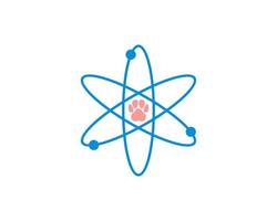 Pet paws inside the science symbol logo vector