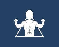 Man with muscular body in the triangle logo vector
