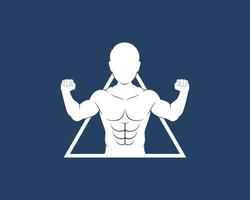 Man with muscular body in the triangle logo vector