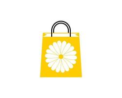 bolso de compras con silueta de flor dentro vector