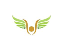 Abstract people with green wings logo vector