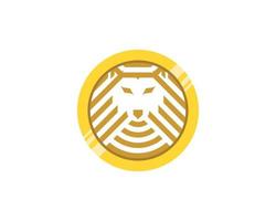 moneda con logotipo abstracto de cabeza de lobo vector
