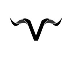 Bull horn with V letter initial inside vector