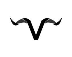 Bull horn with V letter initial inside vector