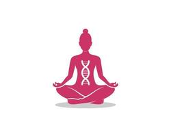 Woman meditation with DNA Helix inside vector