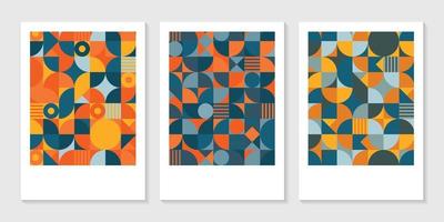 Set of abstract geometric Bauhaus inspired artwork shapes design. Poster, brochure cover, banner print decoration vector