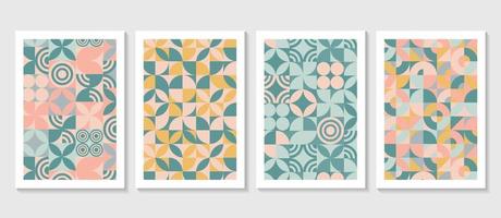 Set of simple minimal subtle colored abstract geometric inspired design pattern poster banner background vector