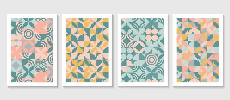 Set of simple minimal subtle colored abstract geometric inspired design pattern poster banner background