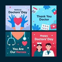 conjunto de colección de tarjetas de felicitación del día nacional del médico vector