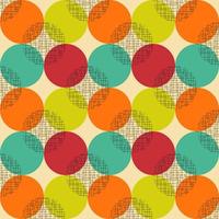 Mid century modern circle pattern. Colorful textured background for bedding, tablecloth, oilcloth or other textile design in retro style vector