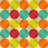 Mid century modern circle pattern. Colorful textured background for bedding, tablecloth, oilcloth or other textile design in retro style vector