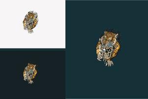 tiger and head skull vector illustration design