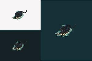 pantera negra corriendo vector diseño plano