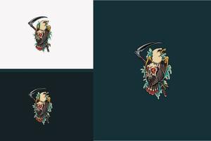 eagle and head skull vector flat design