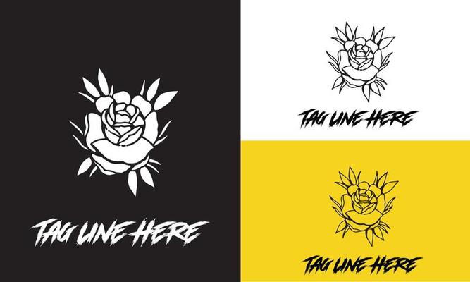Hand drawn vector illustration with a rose . Used for poster, banner, web, t-shirt print, bag print, badges, flyer, logo design and more. Cartoon rose. vector logo design