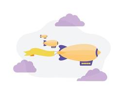 flat blimp transport illustration vector