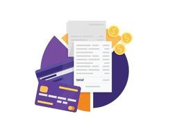diseño plano de factura de tarjeta de crédito de compras vector