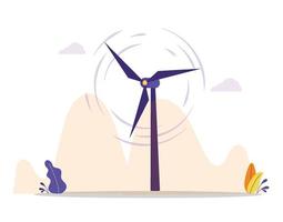 Wind turbine in flat design vector