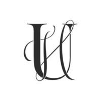 uh, hu, logotipo de monograma. icono de firma caligráfica. monograma del logotipo de la boda. símbolo de monograma moderno. logotipo de parejas para la boda vector