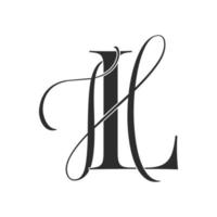 lh, hl, logotipo de monograma. icono de firma caligráfica. monograma del logotipo de la boda. símbolo de monograma moderno. logotipo de parejas para la boda vector
