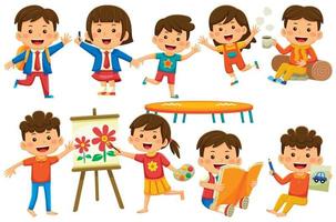 Children Vector Clip Art in Flat Design Style