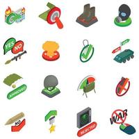 Act of war icons set, isometric style vector
