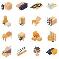 Forging delivery icons set, isometric style vector