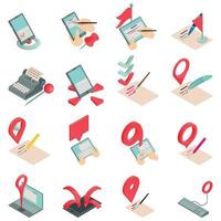 Record book icons set, isometric style vector