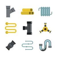 Pipe icon set, flat style vector