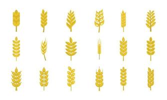 Wheat icon set, flat style vector