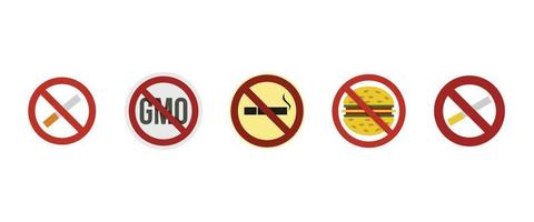 Restricted sign icon set, flat style vector