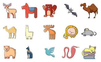 Animals icon set, cartoon style vector